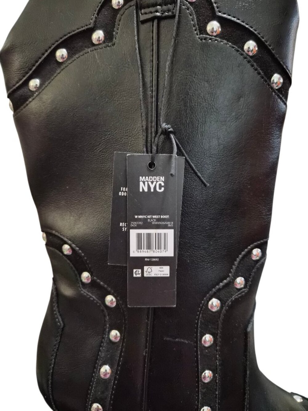 NIB Madden NYC Women's Studded Kitten Heel Boots Western Style Size 8-11 Black - Picture 3 of 8